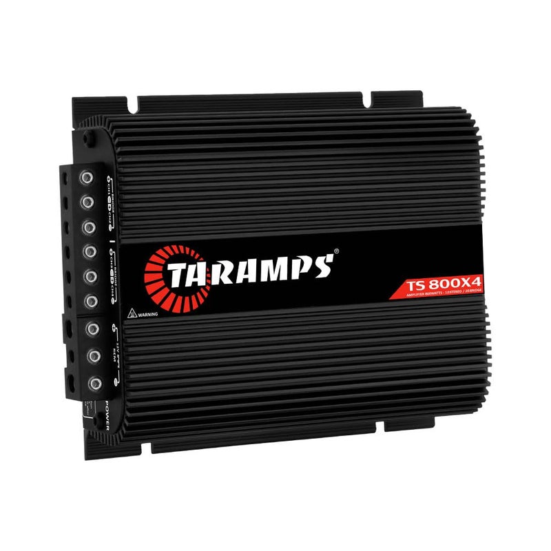 Taramp's مضخم صوت ستيريو متعدد القنوات TS 800x4 2 أوم باللون الأسود 800 واط RMS، 4 قنوات، نطاق كامل، صوت السيارة الرقمي، قناتين موصولتين، تقاطع عالي/منخفض، مع مدخل RCA ومدخل مستوى عالٍ تلقائي - Image 3